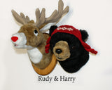 Bear Black Small Plush Wall Mount - 'Harry'