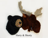 Bear Black Small Plush Wall Mount - 'Harry'