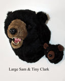 Bear Black Large Plush Wall Mount - 'Sam'