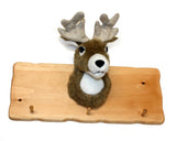 Cap Rack with Plush Animal Mount - Moose or Deer
