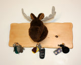 Cap Rack with Plush Animal Mount - Moose or Deer