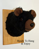 Bear Black Tiny Plush Wall Mount - 'Clark'