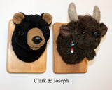 Bear Black Tiny Plush Wall Mount - 'Clark'