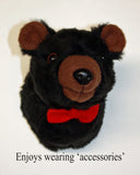 Bear Black Tiny Plush Wall Mount - 'Clark'