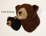 Bear Brown Small Plush Wall Mount - ' Rusty'