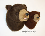 Bear Brown Large Plush Wall Mount - 'Major"