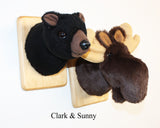 Bear Black Tiny Plush Wall Mount - 'Clark'