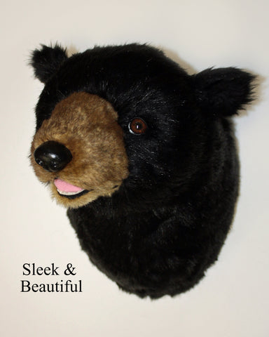 Bear Black Large Plush Wall Mount - 'Ursa'