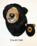 Bear Black Large Plush Wall Mount - 'Ursa'