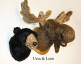 Bear Black Large Plush Wall Mount - 'Ursa'